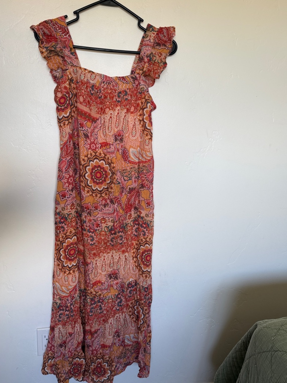 Knox Rose Red and Orange Floral Paisley Maxi Dress